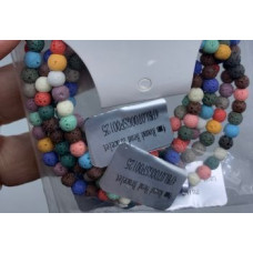 3 - 4 mm Gemstone Round Bead Bracelet - Volcanic Rock Multi Colors - 10 pcs Pack