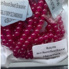 3 - 4 mm Gemstone Round Bead Bracelet - Rubylite - 10 pcs Pack