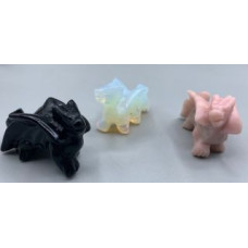 Mediterranean dragon (about 1 x 2 x 1.5 inch H) - Opalite, Obsidian Black, and Pink Opal Available Mediterranean dragon (about 1 x 2 x 1.5 inch H) - Opalite, Obsidian Black, and Pink Opal Available