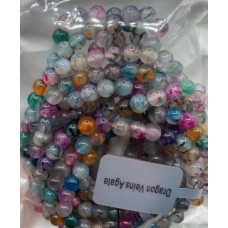 6 mm Gemstone Round Bead Bracelet - 10 pcs Pack - Dragon Veins Agate