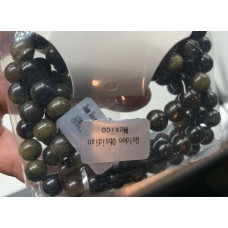 3 - 4 mm Gemstone Round Bead Bracelet - Golden Obsidian - 10 pcs Pack