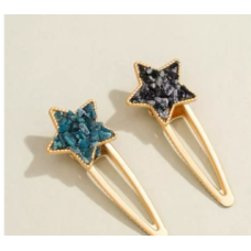 Hair Clips (Star Shape) - 10 pcs pack - Mix Stones