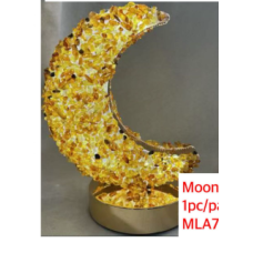 LED Display with USB Adapter - Moon shape with Gemstone Chips - Amber LED Display with USB Adapter - Moon shape with Gemstone Chips - Amber
