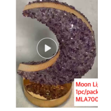 LED Display with USB Adapter - Moon shape with Gemstone Chips - Amethyst LED Display with USB Adapter - Moon shape with Gemstone Chips - Amethyst