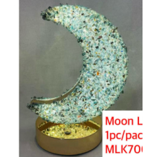 LED Display with USB Adapter - Moon shape with Gemstone Chips - Kyanite LED Display with USB Adapter - Moon shape with Gemstone Chips - Kyanite