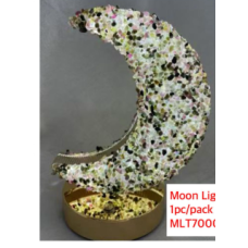 LED Display with USB Adapter - Moon shape with Gemstone Chips - Tourmaline LED Display with USB Adapter - Moon shape with Gemstone Chips - Tourmaline