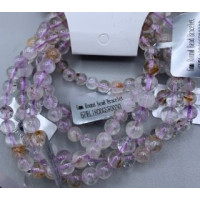 6 mm Gemstone Round Bead Bracelet - 10 pcs pack - Purple Rutilated Quartz 6 mm Gemstone Round Bead Bracelet - 10 pcs pack - Purple Rutilated Quartz