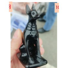Extra Large Carving - Egyptian Cat (about 4 inches in Height) - Obsidian Black