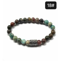 8 mm Gemstone Round bead bracelet with Stainless Steel Accessories - Viking Rune 18 SOWILO - 5 pcs pack - Imperial Taper, Picasso Jasper