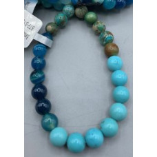 8 mm Gemstone Round Bead Bracelet (Triple Power) - 10 pcs pack - Banded Agate, Turquoise, Imperial Taper