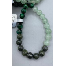 8 mm Gemstone Round Bead Bracelet (Triple Power) - 10 pcs pack - Green Tiger Eye, Aventurine, and Zoisite