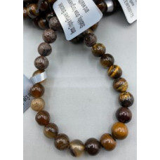 8 mm Gemstone Round Bead Bracelet (Triple Power) - 10 pcs pack - Tiger Eye, Alabastro Jasper, and Banded Agate