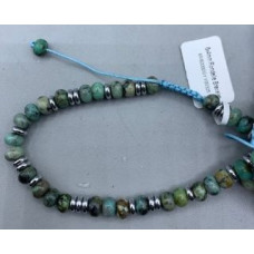 Rondelle (6x4mm) - Drawstring - with Stainless Steel Beads and Gemstone - 10 pcs packs - African Turquoise Rondelle (6x4mm) - Drawstring - with Stainless Steel Beads and Gemstone - 10 pcs packs - African Turquoise