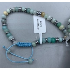 Rondelle (6x4mm) - Drawstring - with Stainless Steel Beads and Gemstone - 10 pcs packs - Amazonite Rondelle (6x4mm) - Drawstring - with Stainless Steel Beads and Gemstone - 10 pcs packs - Amazonite