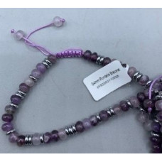 Rondelle (6x4mm) - Drawstring - with Stainless Steel Beads and Gemstone - 10 pcs packs - Amethyst Rondelle (6x4mm) - Drawstring - with Stainless Steel Beads and Gemstone - 10 pcs packs - Amethyst