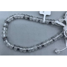 Rondelle (6x4mm) - Drawstring - with Stainless Steel Beads and Gemstone - 10 pcs packs - Angolan Quartz Rondelle (6x4mm) - Drawstring - with Stainless Steel Beads and Gemstone - 10 pcs packs - Angolan Quartz
