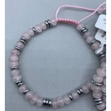 Rondelle (6x4mm) - Drawstring - with Stainless Steel Beads and Gemstone - 10 pcs packs - Rose Quartz Rondelle (6x4mm) - Drawstring - with Stainless Steel Beads and Gemstone - 10 pcs packs - Rose Quartz
