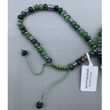 Rondelle (6x4mm) - Drawstring - with Stainless Steel Beads and Gemstone - 10 pcs packs - Ruby Zoisite
