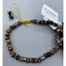 Rondelle (6x4mm) - Drawstring - with Stainless Steel Beads and Gemstone - 10 pcs packs - Tiger Eye