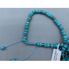 Rondelle (6x4mm) - Drawstring - with Stainless Steel Beads and Gemstone - 10 pcs packs - Turquoise Color