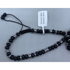 Rondelle (6x4mm) - Drawstring - with Stainless Steel Beads and Gemstone - 10 pcs packs - Volcanic Rock