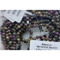 3 mm Faceted Gemstone Stretch Bracelet - 10 pcs pack - Magnesite