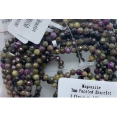 3 mm Faceted Gemstone Stretch Bracelet - 10 pcs pack - Magnesite