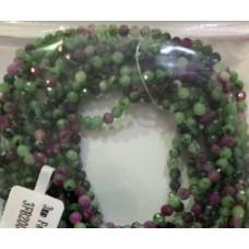 3 mm Faceted Gemstone Stretch Bracelet - 10 pcs pack - Ruby Zoisite