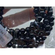 3 - 4 mm Gemstone Round Bead Bracelet - Black Agate - 10 pcs Pack