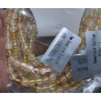 3 - 4 mm Gemstone Round Bead Bracelet - Hematoid Yellow - 10 pcs Pack