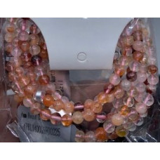 3 - 4 mm Gemstone Round Bead Bracelet - Hematoid (Fire Quartz) - 10 pcs Pack