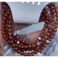 3 - 4 mm Gemstone Round Bead Bracelet - Orange Garnet - 10 pcs Pack