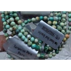 3 - 4 mm Gemstone Round Bead Bracelet - Turquoise Peru - 10 pcs Pack