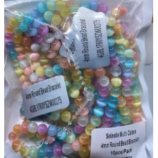 3 - 4 mm Gemstone Round Bead Bracelet - Selenite Multi Colors - 10 pcs Pack