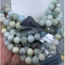 8 mm Gemstone Round Bead Bracelet - 10 pcs pack - Aquamarine