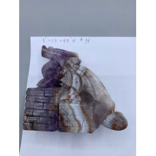 Extra Large Carving - Dragon (Amethyst-Agate) - About 5 x 1.5 x 4.5 inches H