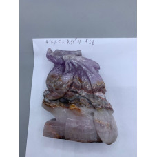 Extra Large Carving - Dragon (Amethyst-Agate) - About 4 x 1.5 x 4.75 inches H