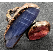 Gemstone Rings - Kyanite (Long about 1.25 inches) and Amethyst (Round about 0.4 inches) - 10 pcs Pack