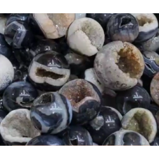 Gemstone Sphere - Black banded Agate Geode (about 2 inches)