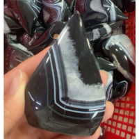 Flame - Large Teardrop Shape - Black Banded Agate (about 3 - 3.5 inches H) - 3 pcs pack