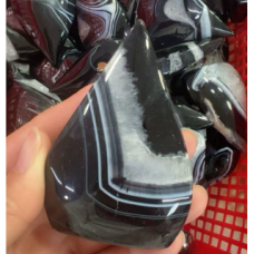Flame - Large Teardrop Shape - Black Banded Agate (about 3 - 3.5 inches H) - 3 pcs pack