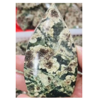 Flame - Large Teardrop Shape - Green Sakura Agate (about 3 - 3.5 inches H) - 3 pcs pack