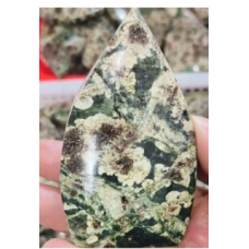 Flame - Large Teardrop Shape - Green Sakura Agate (about 3 - 3.5 inches H) - 3 pcs pack