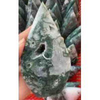 Flame - Large Teardrop Shape - Moss Agate (about 4 - 5 inches H) - 3 pcs pack