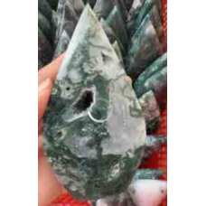 Flame - Large Teardrop Shape - Moss Agate (about 4 - 5 inches H) - 3 pcs pack