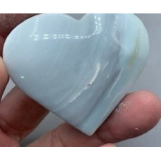 Large Gemstone Heart - Blue Caribbean Calcite (1.75 x 2.25 inch)
