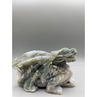 Extra Large Carving - Dragon (Moss Agate - Quartz) - About 6.5 x 2 x 4 inches H Extra Large Carving - Dragon (Moss Agate - Quartz) - About 6.5 x 2 x 4 inches H