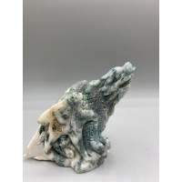 Extra Large Carving - Dragon (Moss Agate - Quartz) - About 4.5 x 3 x 4.75 inches H Extra Large Carving - Dragon (Moss Agate - Quartz) - About 4.5 x 3 x 4.75 inches H
