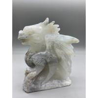 Extra Large Carving - Dragon (Moss Agate - Quartz) - About 4.5 x 4 x 6 inches H Extra Large Carving - Dragon (Moss Agate - Quartz) - About 4.5 x 4 x 6 inches H