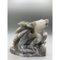Extra Large Carving - Dragon (Moss Agate - Quartz) - About 7 x 2 x 6 inches H Extra Large Carving - Dragon (Moss Agate - Quartz) - About 7 x 2 x 6 inches H